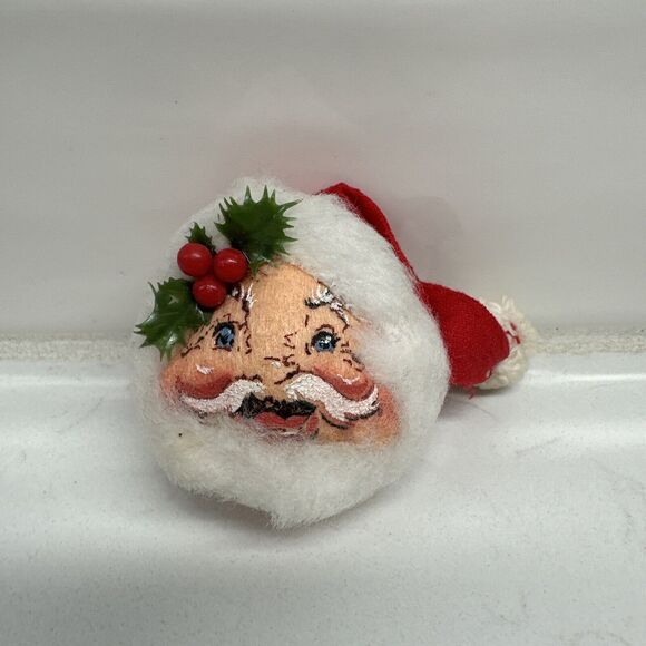 Vintage Santa Head Pin 1965 Cloth Brooch Christmas Gift Ugly Sweater Analee - Picture 3 of 10